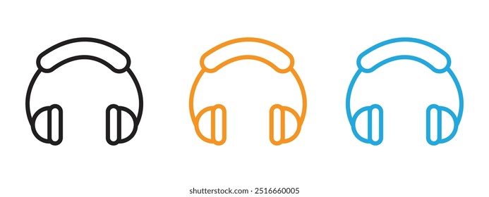 Conjunto de ilustración de línea delgada de icono de auriculares