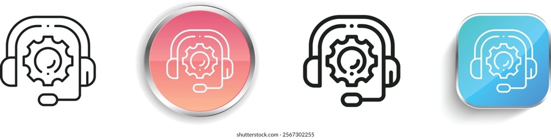 headset icon. Thin Linear, Regular and Button Style Design Isolated On White Background