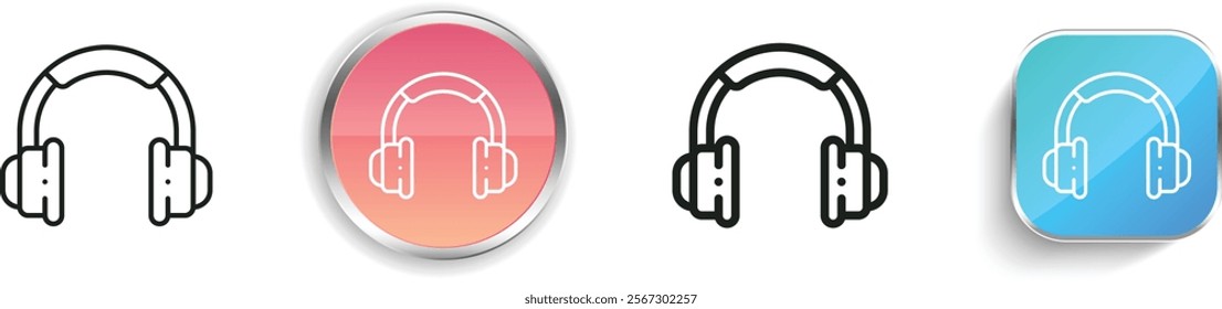 headset icon. Thin Linear, Regular and Button Style Design Isolated On White Background