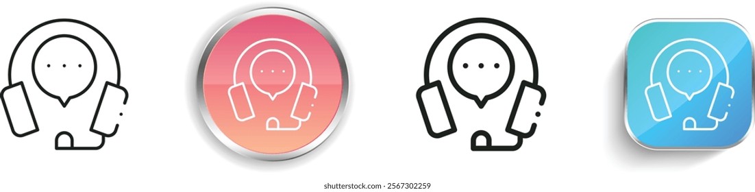 headset icon. Thin Linear, Regular and Button Style Design Isolated On White Background