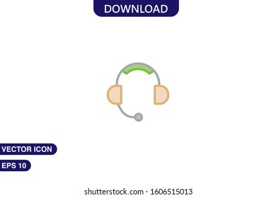 Headset icon in trendy flat style isolated on white background vector illustration