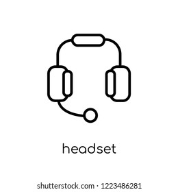 headset icon. Trendy modern flat linear vector headset icon on white background from thin line Communication collection, outline vector illustration