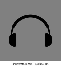 Headset icon. Vector. Black icon on medium gray background. Isolated.