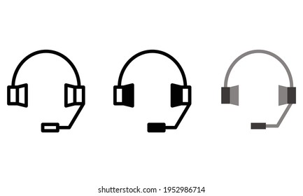 headset icon, vector electronics, music symbols with various styles