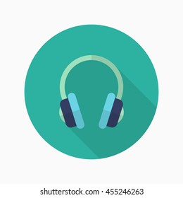 Headset icon , Vector flat long shadow design.