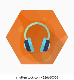 Headset icon , Vector flat long shadow design.
