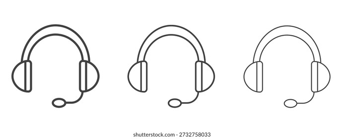 Ícone de headset vetor Gráficos. Ícones de linhas finas pretas
