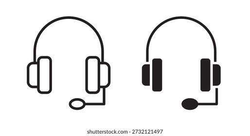 Headset icon. Vector illustration, flat and stroke