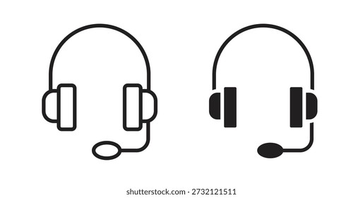 Headset icon. Vector illustration, flat and stroke