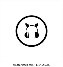 plantilla de logotipo de ilustración vectorial de icono de auriculares con micrófono