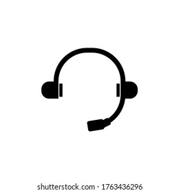 Ilustración vectorial de icono de auriculares con fondo blanco y color editable