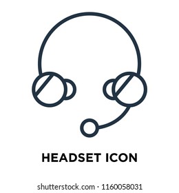 Headset icon vector isolated on white background, Headset transparent sign , line symbol or linear element design in outline style