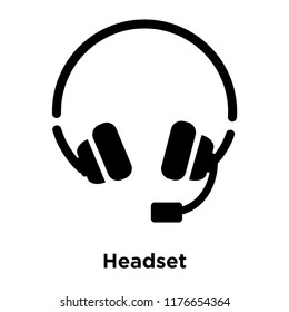 Headset icon vector isolated on white background, logo concept of Headset sign on transparent background, filled black symbol