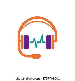 Plantillas de diseño de música vectorial de iconos de auriculares en fondo blanco