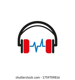 Plantillas de diseño de música vectorial de iconos de auriculares en fondo blanco