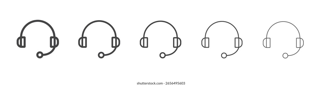 Headset icon vector outline set illustration sign