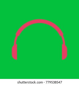 Headset icon. Vector. Paradise pink icon on dark pastel green background.