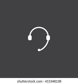 headset icon vector, solid illustration, pictogram isolated on black