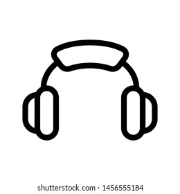 Headset Icon , Vector Template Logo Design Emblem Isolated Illustration , Communication Store 24 Hours , Outline Solid Background White
