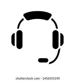 Headset Icon , Vector Template Logo Design Emblem Isolated Illustration , Communication Store 24 Hours , Outline Solid Background White
