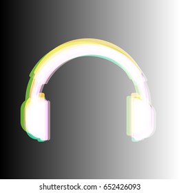 Headset icon. Vector. White icon with colored contours on gradient background.