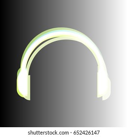 Headset icon. Vector. White icon with colored contours on gradient background.