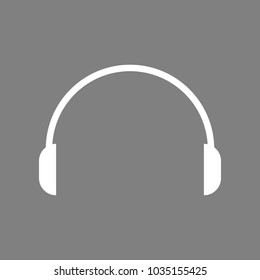 Headset icon. Vector. White icon on medium gray background. Isolated.