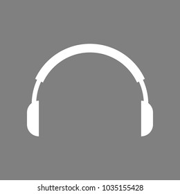 Headset icon. Vector. White icon on medium gray background. Isolated.