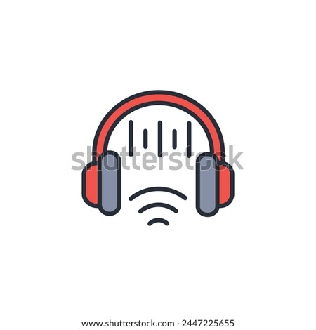 headset icon. vector.Editable stroke.linear style sign for use web design,logo.Symbol illustration.
