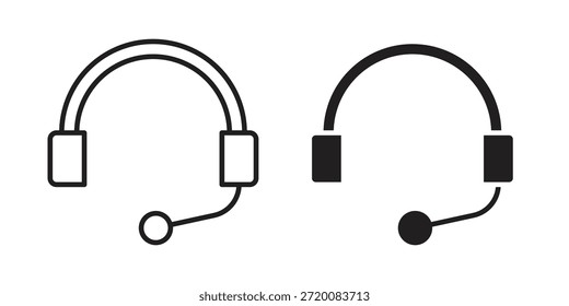 Ícones de headset de cor preta em vários estilos
