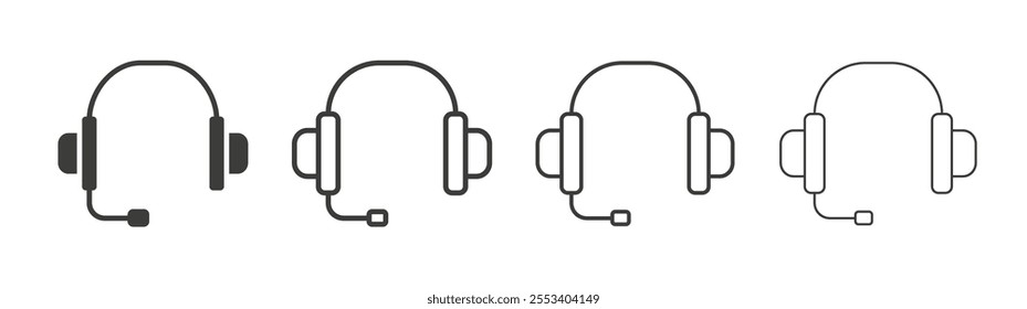 Headset icons collection. vector set in black color