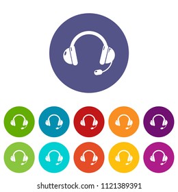 Headset icons color set vector for any web design on white background
