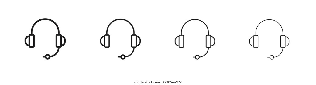 Iconos de auriculares diseñados en estilo de contorno, línea y trazo