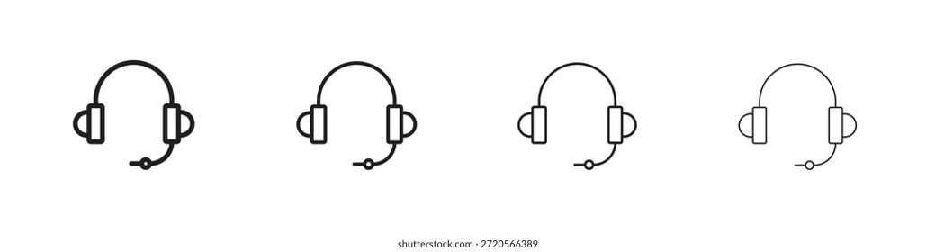 Headset-Symbole im Umriss-, Linien- und Strichstil