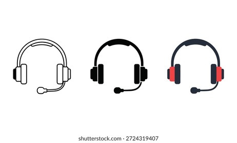 Headset icons in different colors and styles