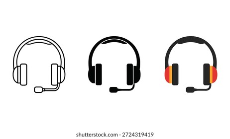 Ícones de headset em diferentes estilos e cores