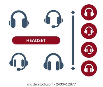 Headset Icons. Headphones, Call Center, Customer Service Icon. Professional, 32x32 pixel perfect vector icon.