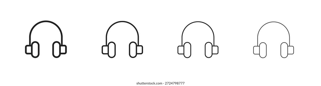 Colección de Vector de línea de iconos de auriculares. Icono de Vector perfecto de píxeles