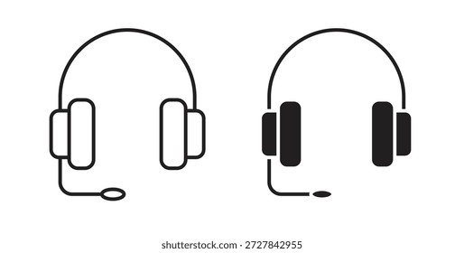 Headset icons. Outline icons vector collection. flat illustrations