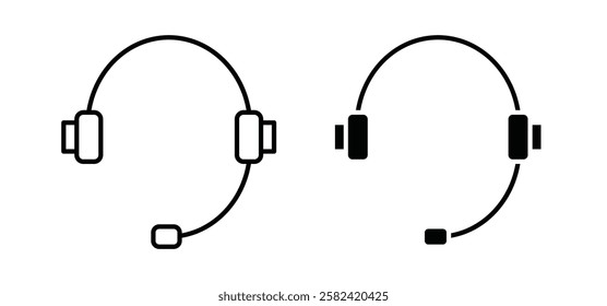 Headset icons pack vectors in black flat and strokes