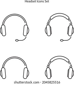headset icons set isolated on white background. headset icon thin line outline linear headset symbol for logo, web, app, UI. headset icon simple sign.