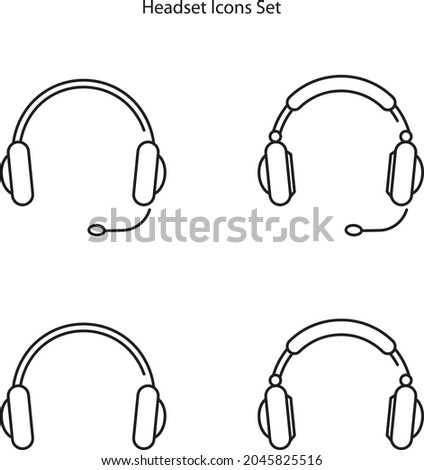 headset icons set isolated on white background. headset icon thin line outline linear headset symbol for logo, web, app, UI. headset icon simple sign.