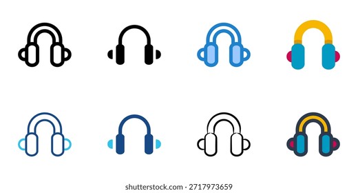 Os ícones do headset definem várias coleções de estilos. Traçado editável 
