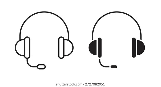 Ícones do headset definidos. Ilustração de vetor de linha simples