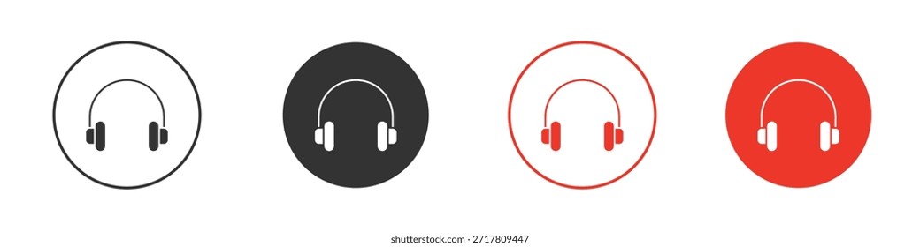 Headset icons simple flat silhouette vector illustration
