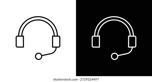 Headset icons symbols. Collection of simple black icons