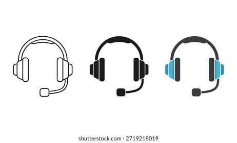 Iconos de auriculares en varios colores y estilos