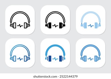 ícones de fones de ouvido com vários estilos de design