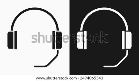 Headset Icons: vector illustration of headset icons with black and white backgrounds