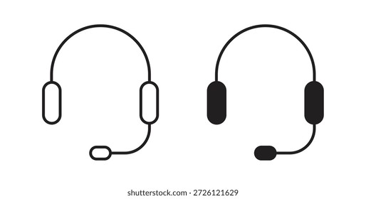 Símbolo de Vector de iconos de auriculares con trazo editable y versiones planas